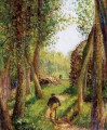 forest scene with two figures Camille Pissarro